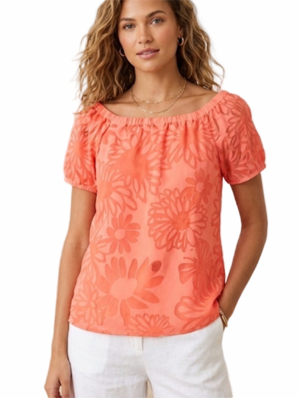 Lilly Pulitzer Coral Floral Sheer Blouse Lightweight Preppy S